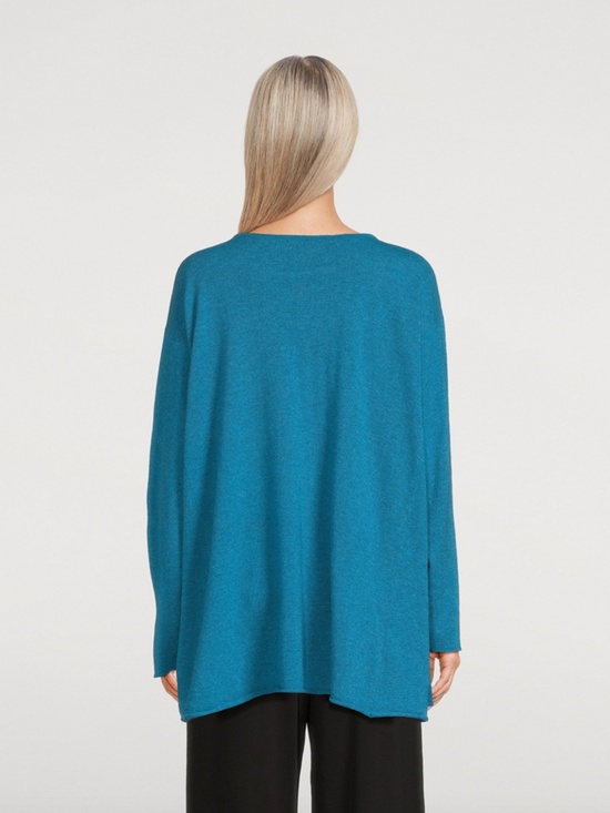 Eskandar Cashmere A-Line Sweater, Dark Turquoise - Picture 2 of 5